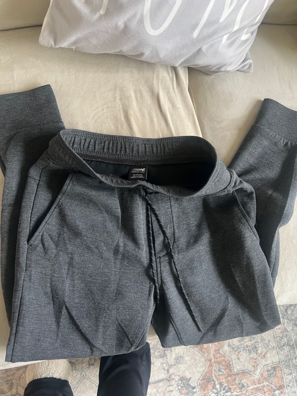 American Eagle Outfitters Men's Dark Charcoal Gray Jogger Sweatpants